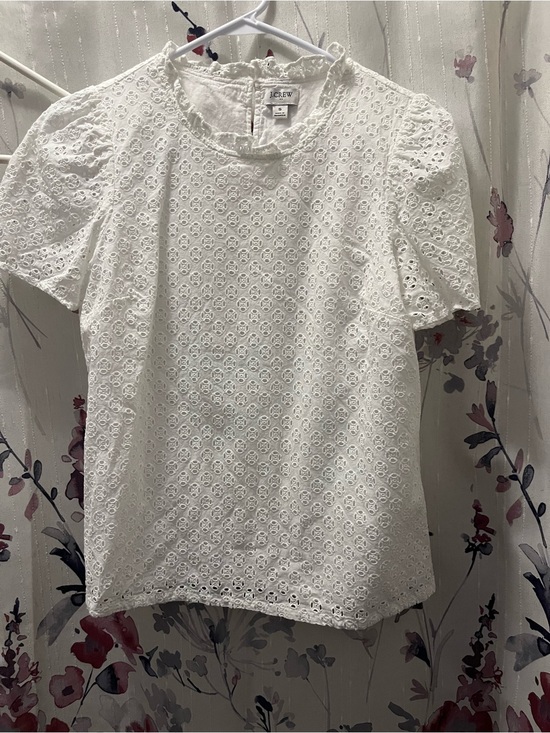 J. Crew Tops - J. Crew White Eyelet Puff-Sleeve Blouse